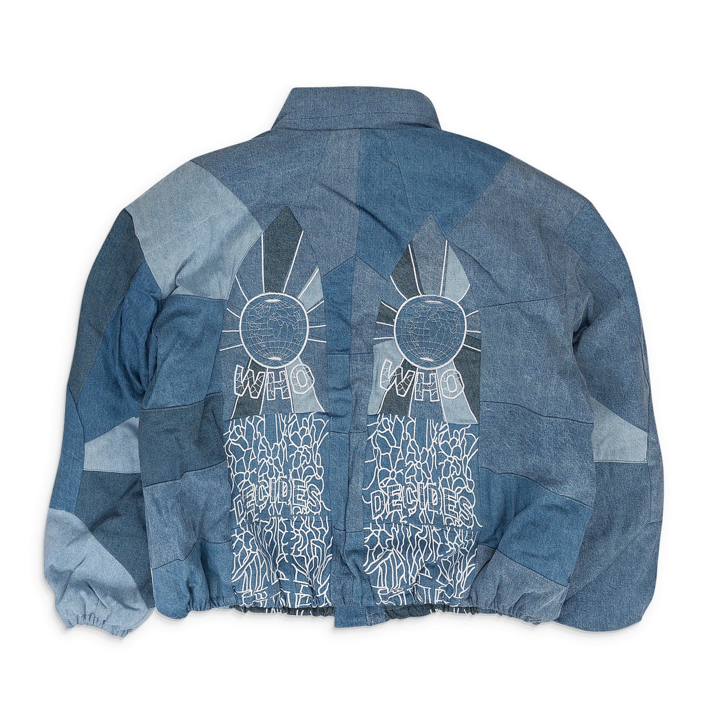 BLUE EMBROIDERED BOMBER