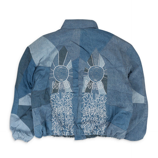 BLUE EMBROIDERED BOMBER