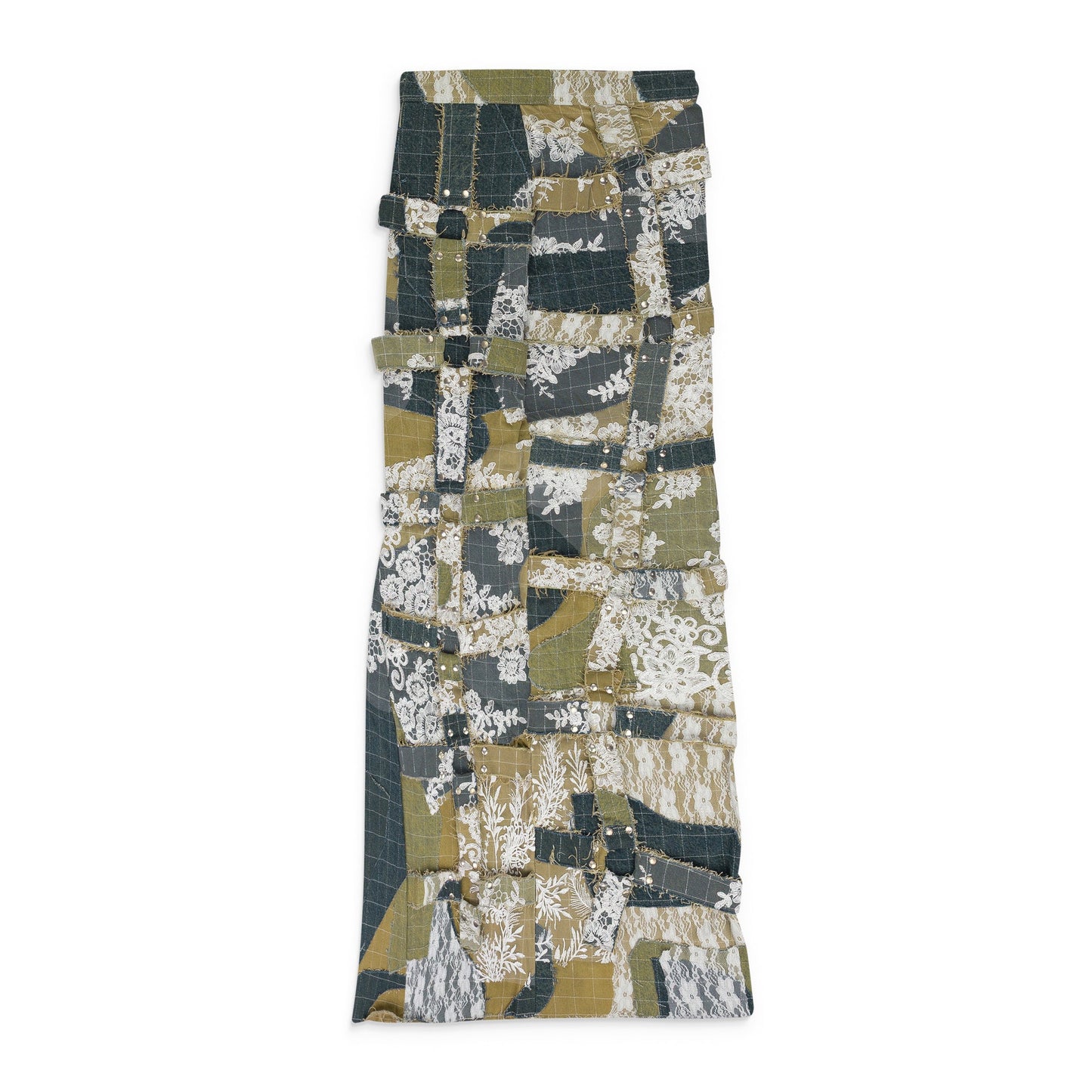 BLUE AFFINITY GRID BONDAGE MAXI SKIRT