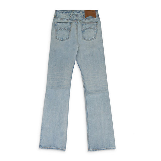 INDIGO LOW-WAIST FLARE DENIM BOOTCUT JEANS