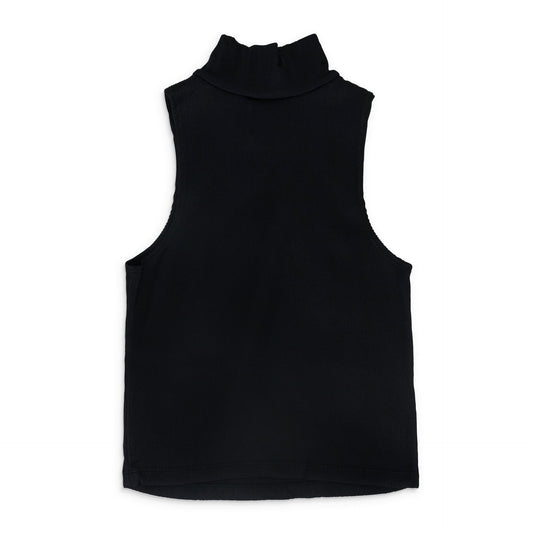 BLACK RIBBED KNIT TURTLENECK SWEATER