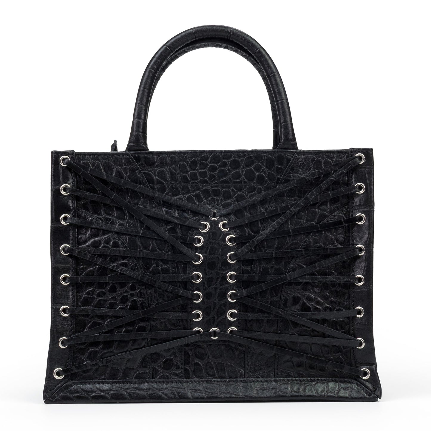 BLACK ARCH TOTE MINI MESSENGER BAG
