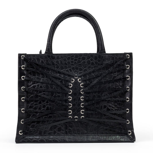 BLACK ARCH TOTE MINI MESSENGER BAG
