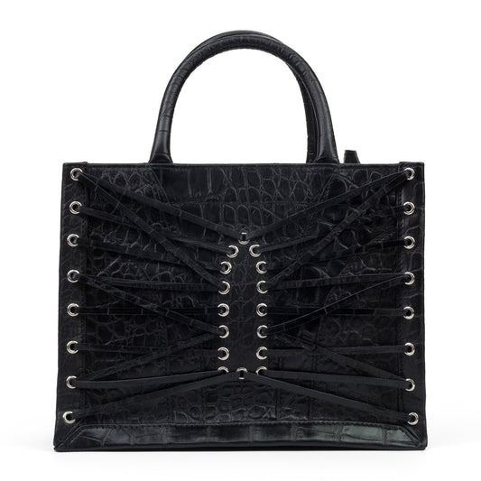 BLACK ARCH TOTE MINI MESSENGER BAG