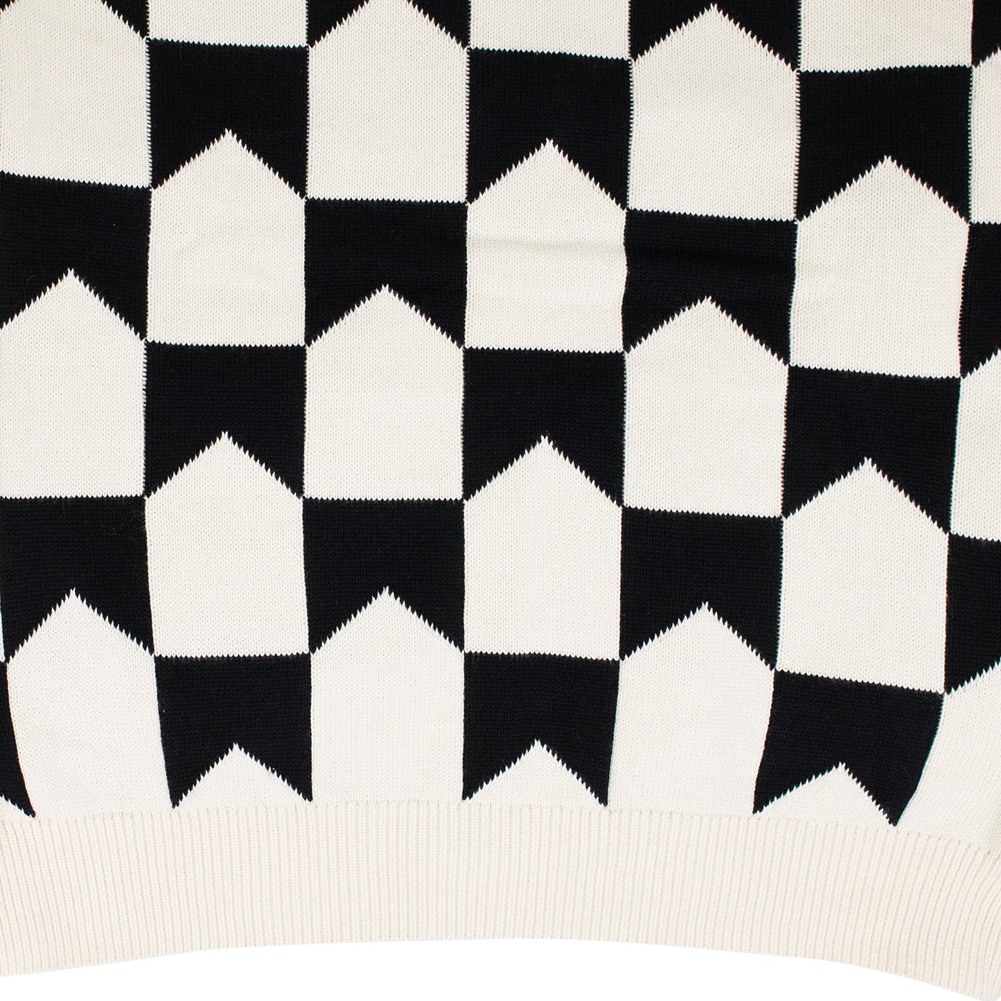 BLACK/CREAM CHEVRON CHECKERED KNIT CARDIGAN