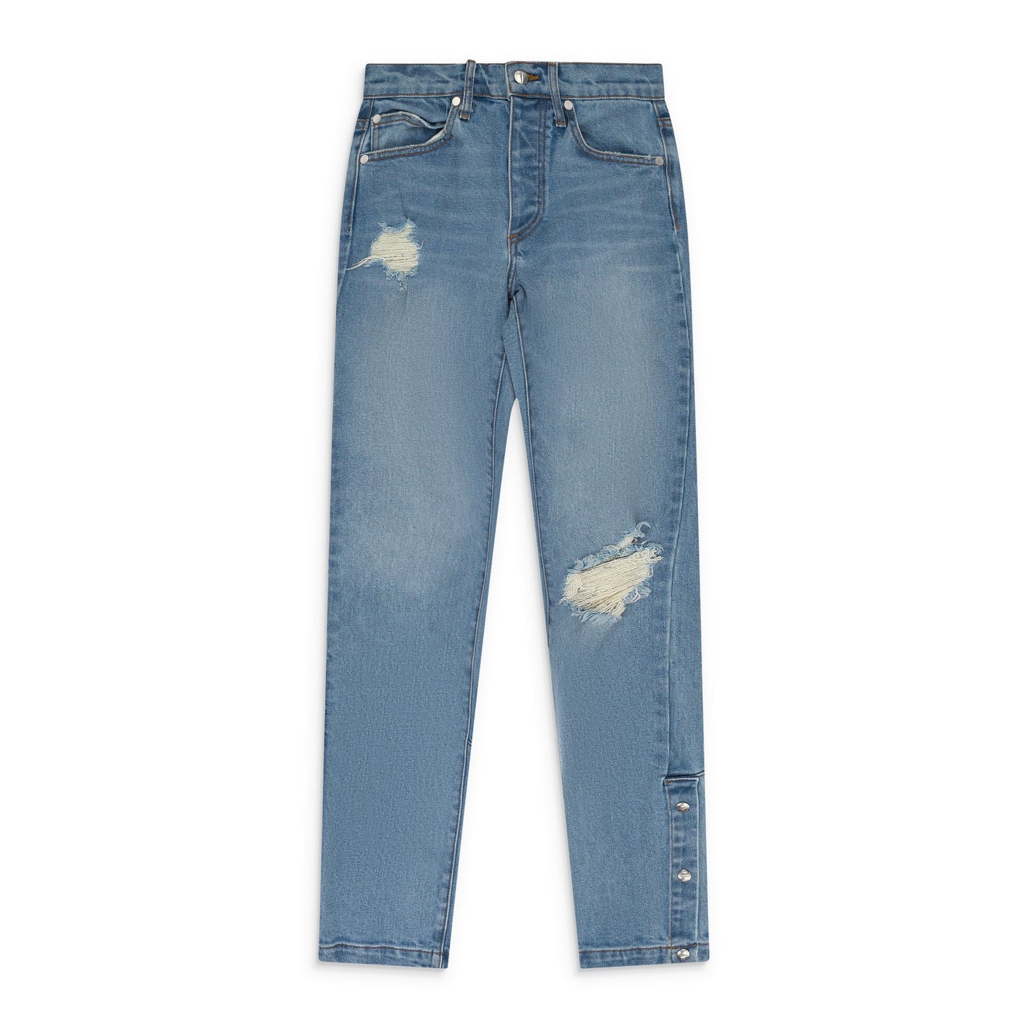 BLUE SNAP DENIM STRAIGHT-FIT JEANS