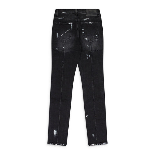 BLACK CLAYTON DISTRESSED PAINT SKINNY JEANS