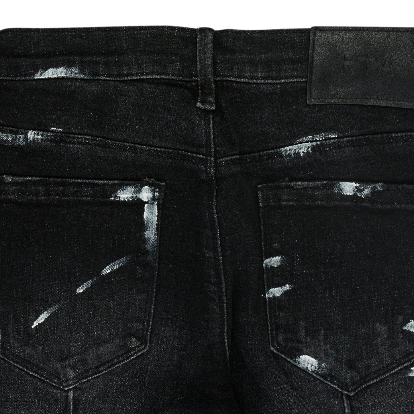 BLACK CLAYTON DISTRESSED PAINT SKINNY JEANS