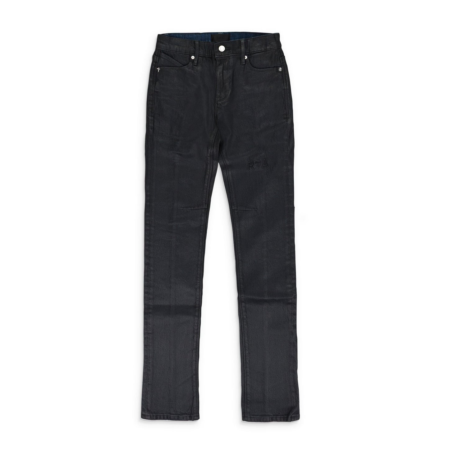 BLUE WAXED SKINNY JEANS
