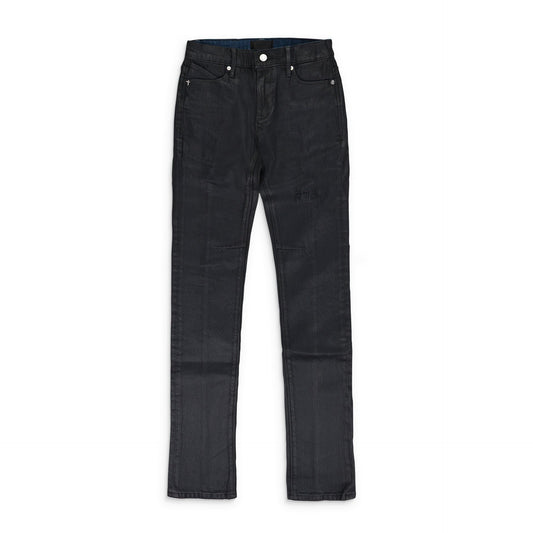 BLUE WAXED SKINNY JEANS