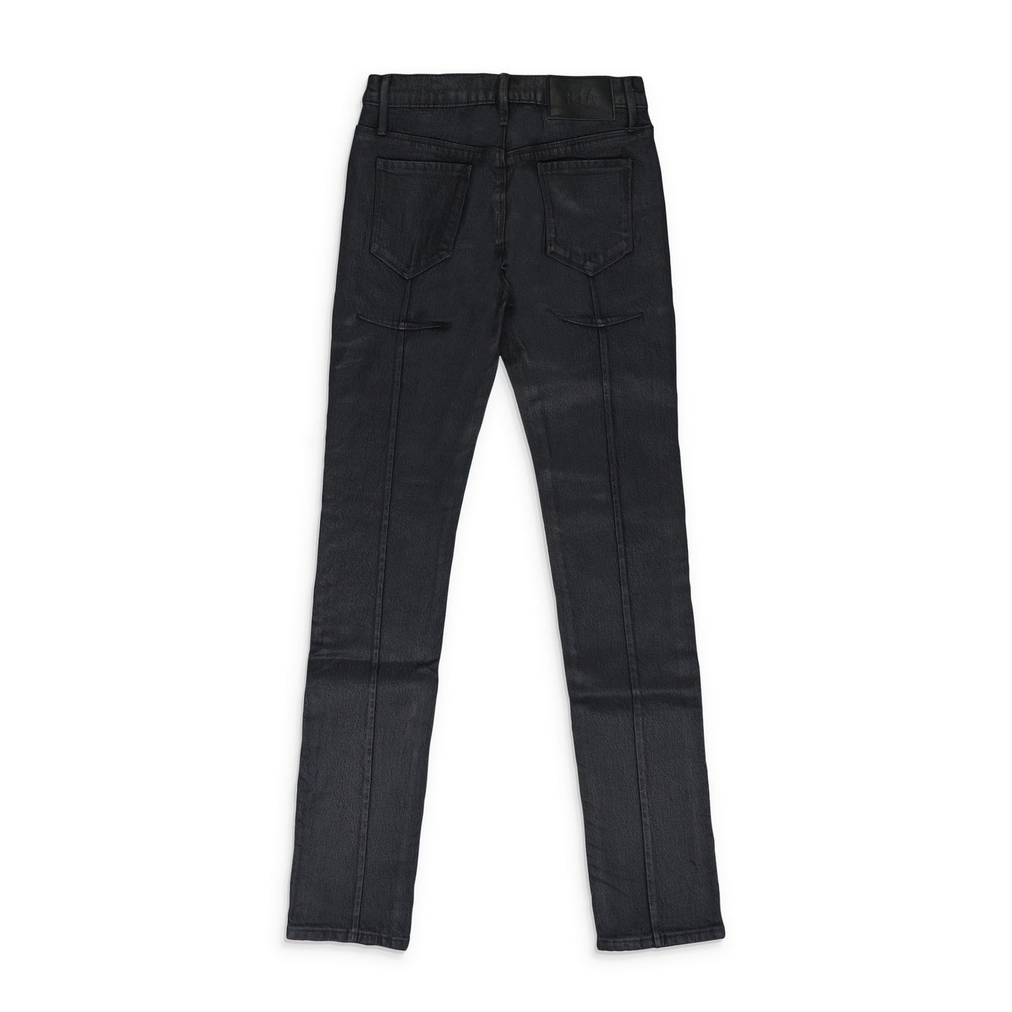 BLUE WAXED SKINNY JEANS