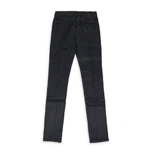 BLUE WAXED SKINNY JEANS