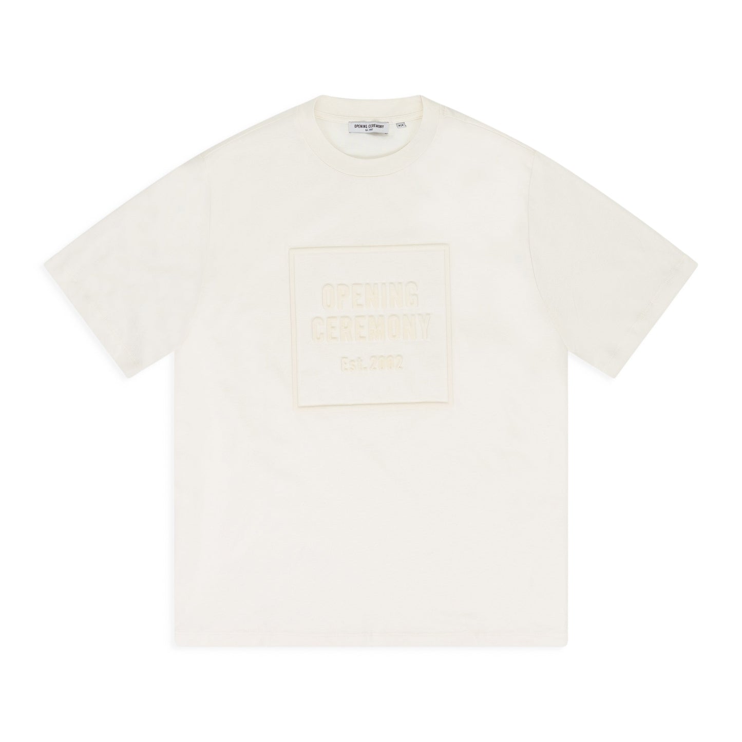 Cream Embossed Box Logo T-shirt
