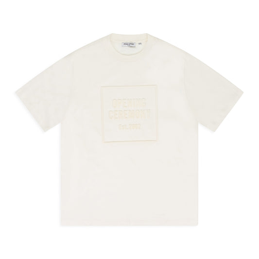 Cream Embossed Box Logo T-shirt