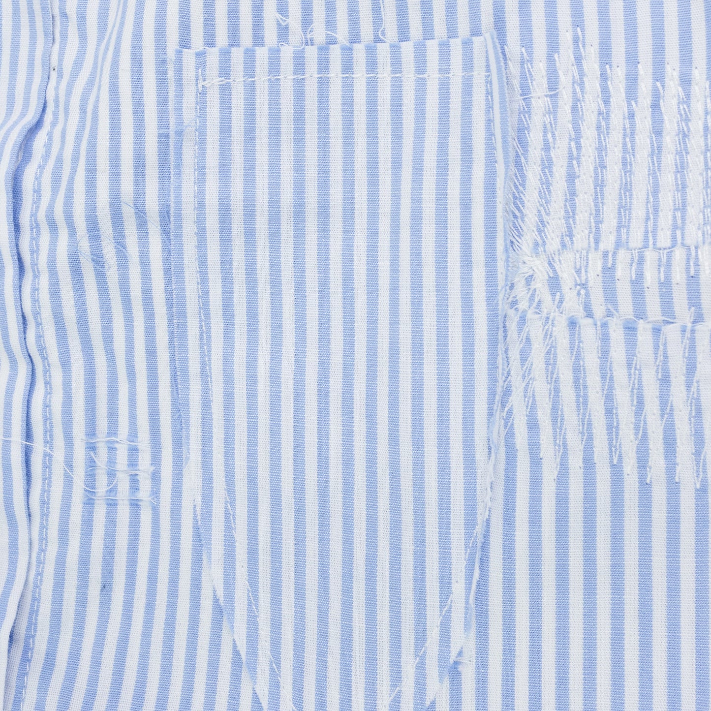 Blue Gathered Fray Button Down Shirt