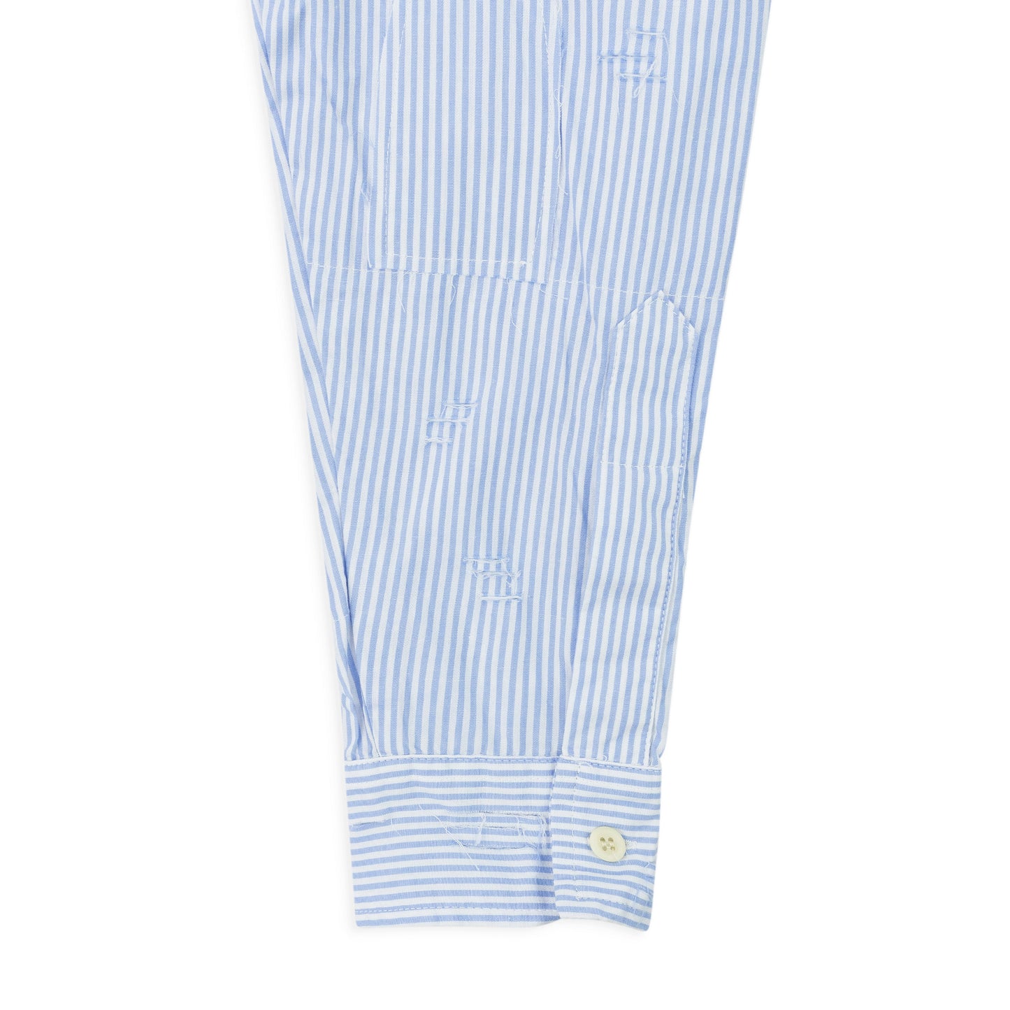 Blue Gathered Fray Button Down Shirt