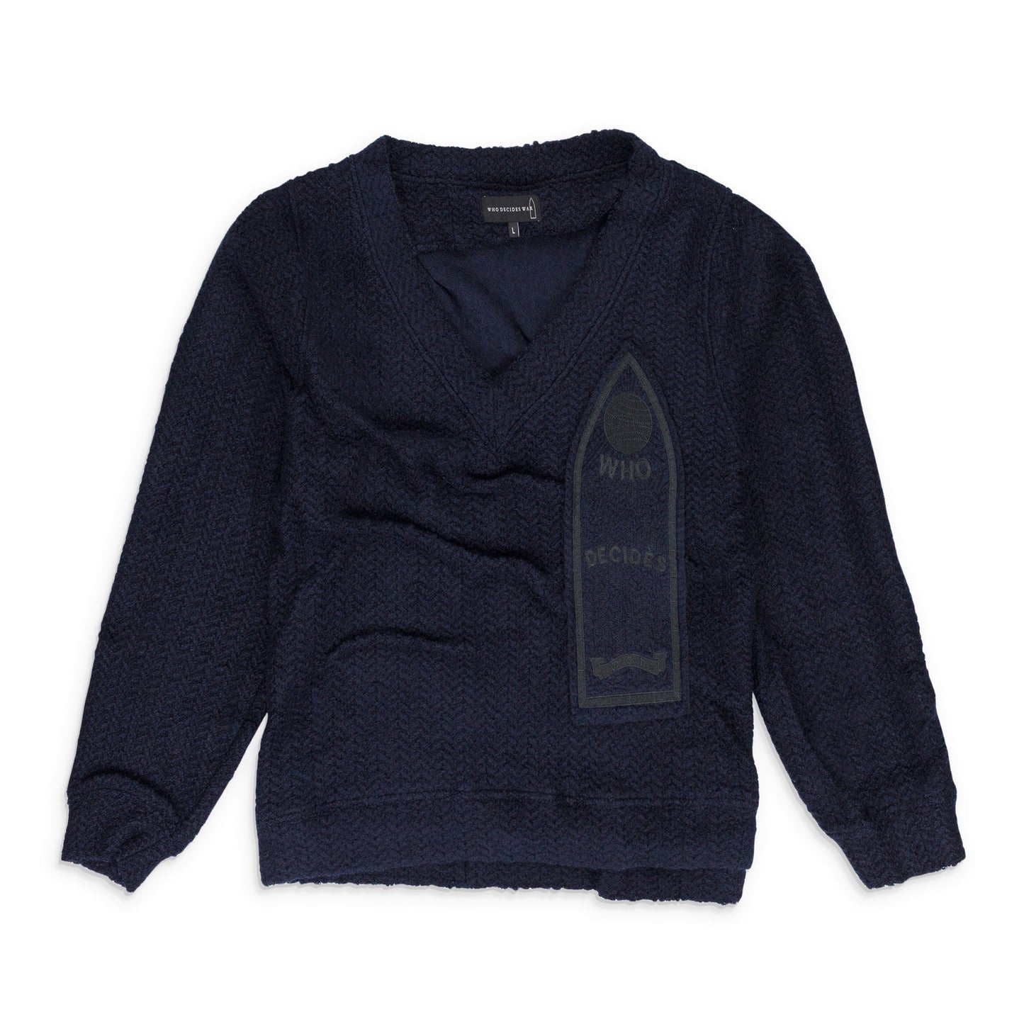 Black Gathered Collegiate Pullover Sweater