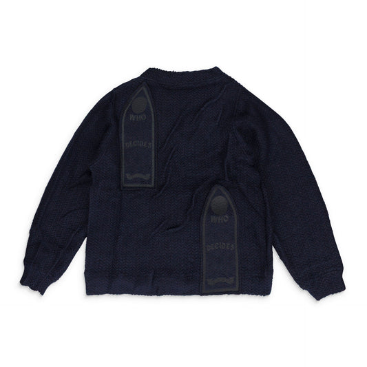 Black Gathered Collegiate Pullover Sweater