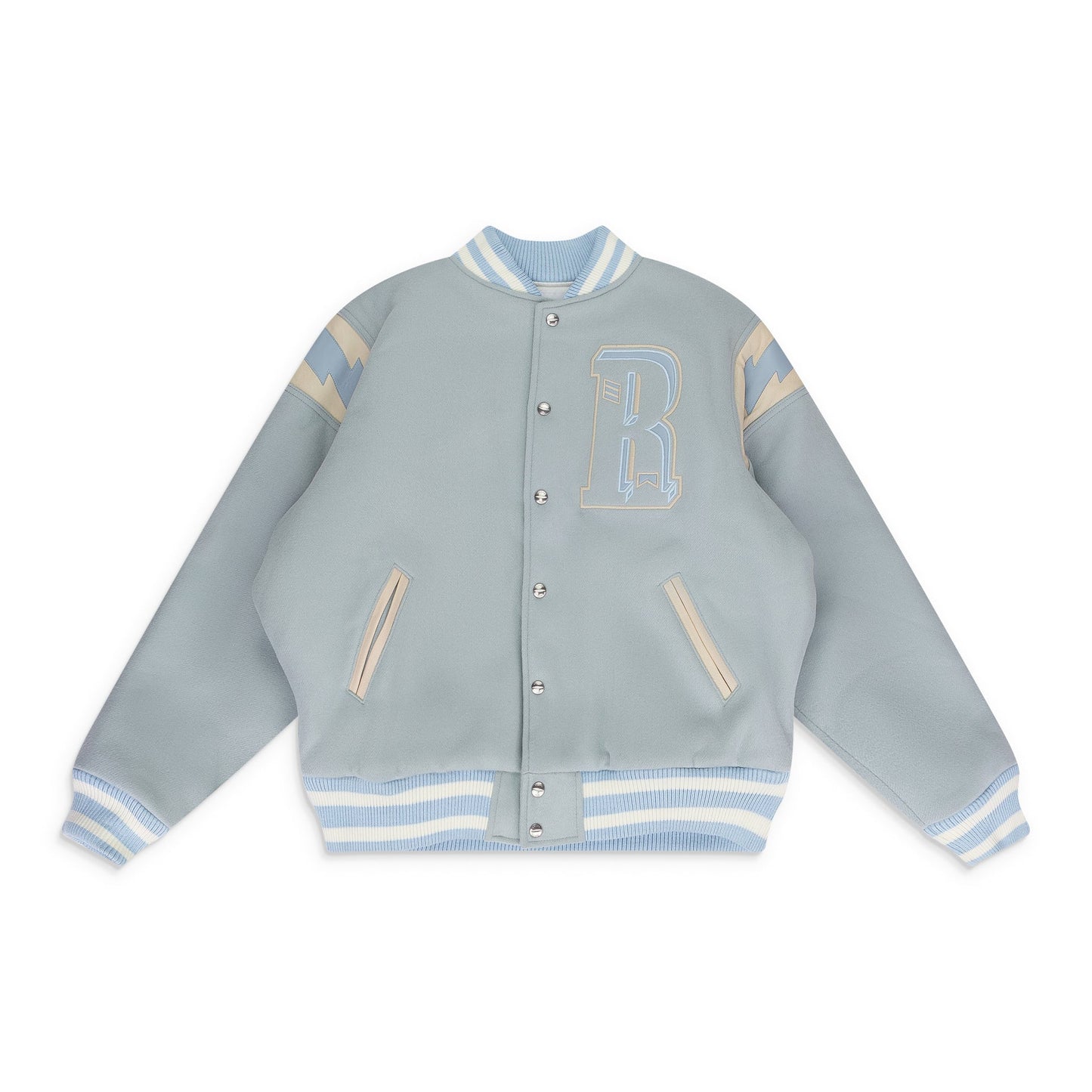 Mint Wool Lightning Varsity Jacket
