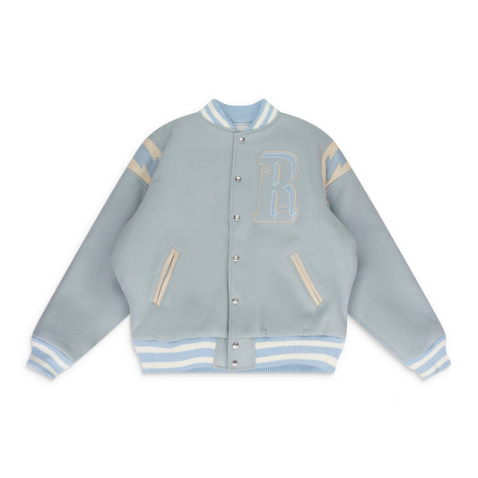 Mint Wool Lightning Varsity Jacket