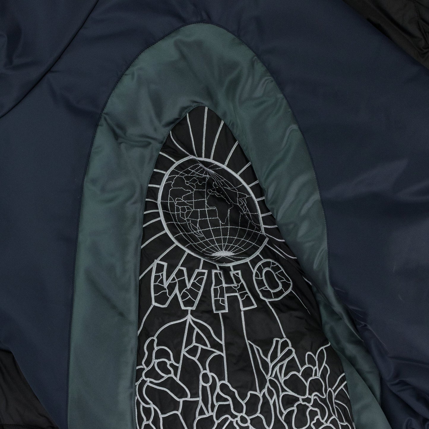 Indigo Diagonal Glass Puffer Jacket
