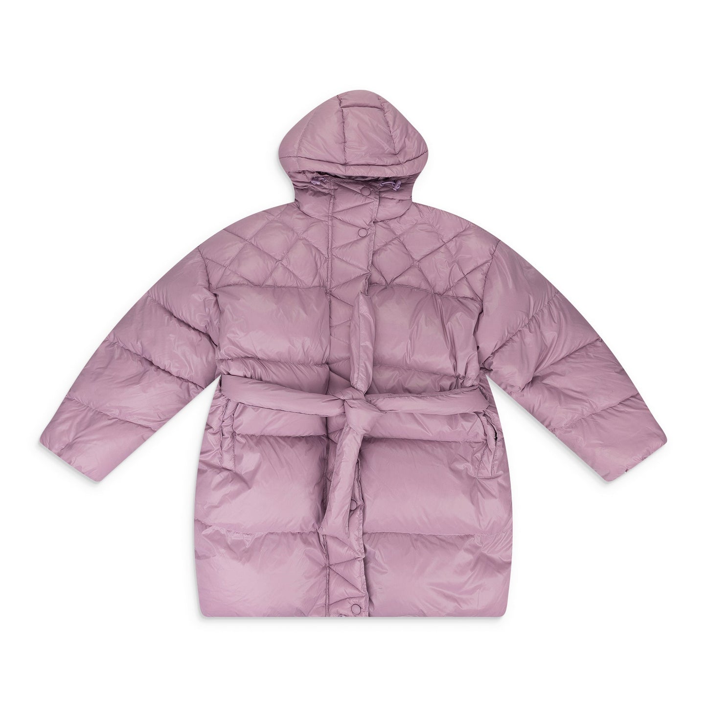 Pink Long Belted Puffer