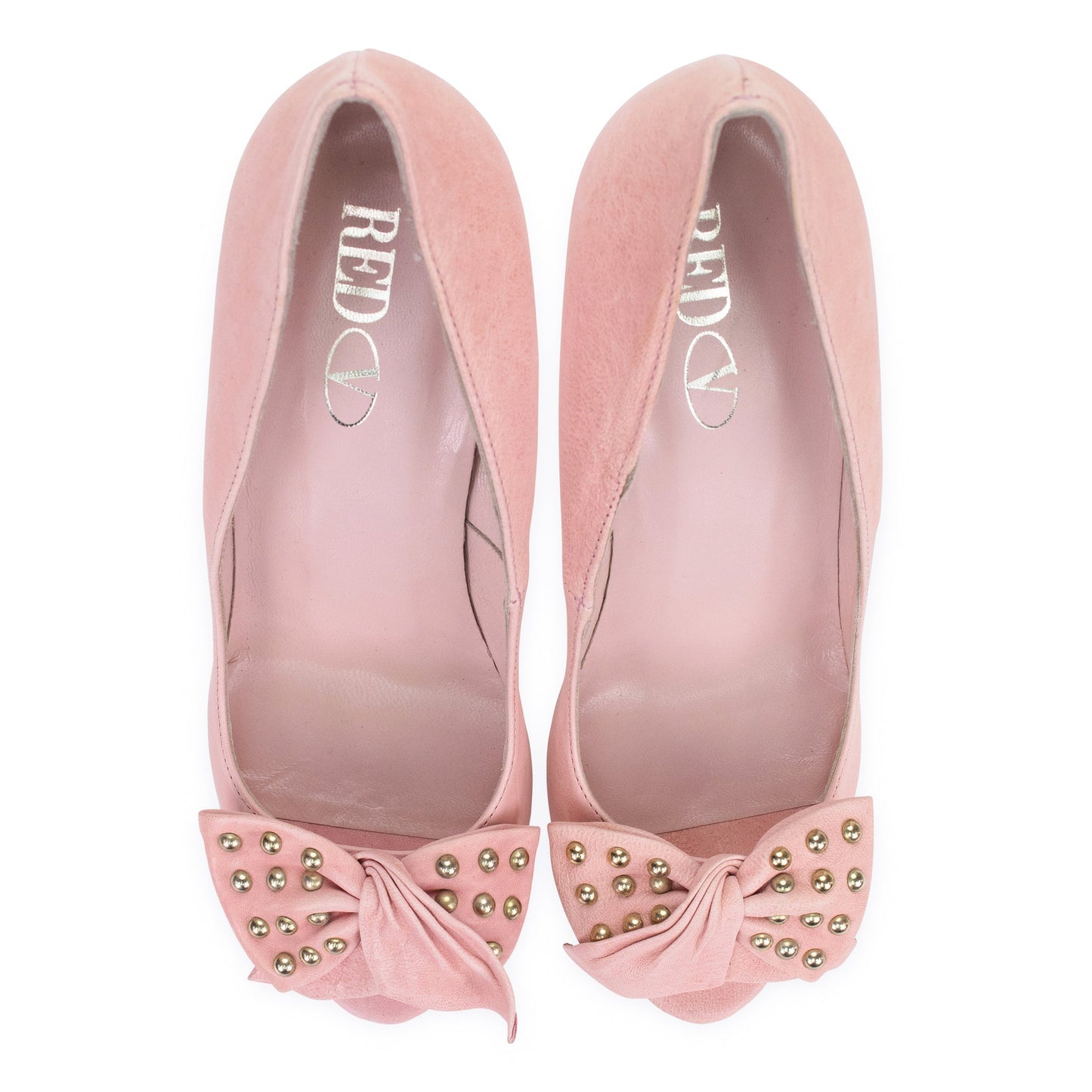 Pink Peep Toe Studded Bow Heels