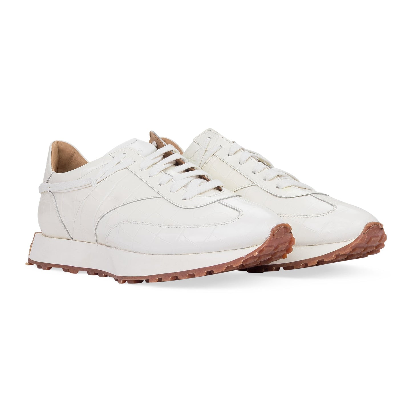 White Croc Runner Sneakers