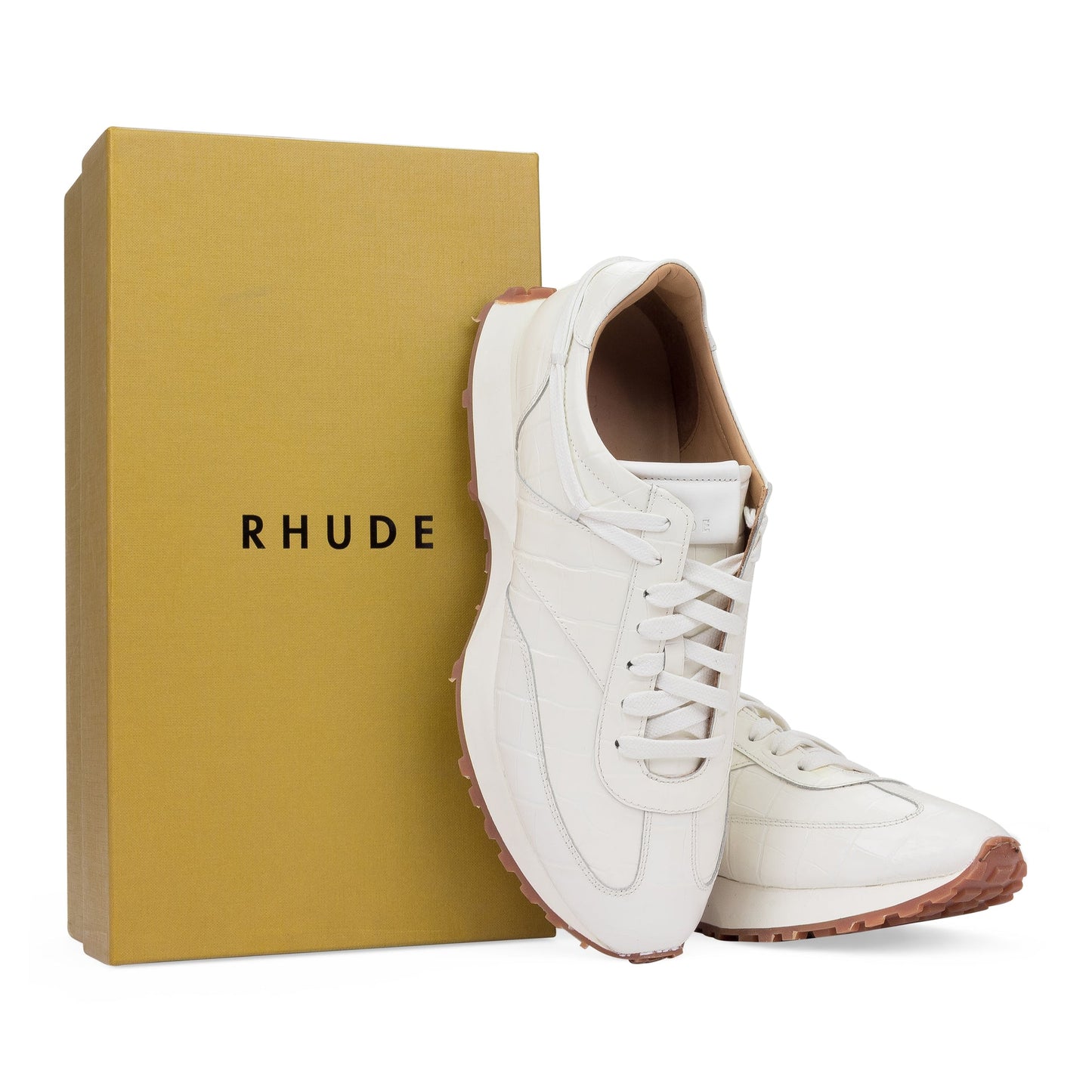 White Croc Runner Sneakers