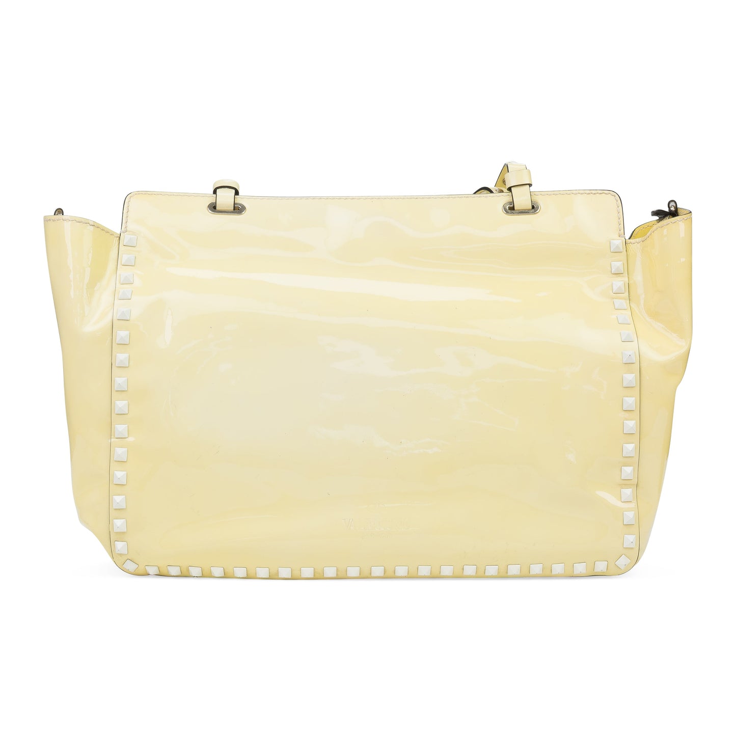 YELLOW ROCKSTUD TRAPEZE MEDIUM TOTE BAG