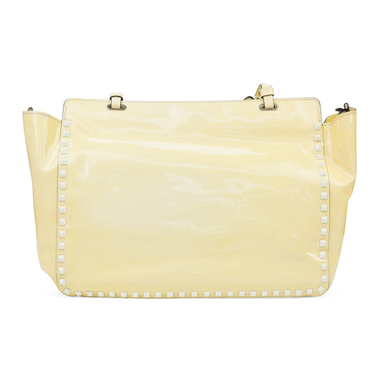 YELLOW ROCKSTUD TRAPEZE MEDIUM TOTE BAG