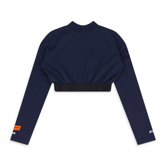 Blue Cropped Logo Turtleneck