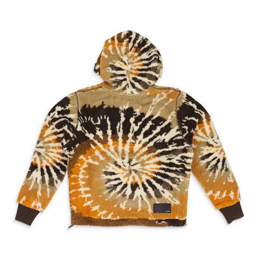 Brown / Orange Tie Dye Polar Fleece Hoodie