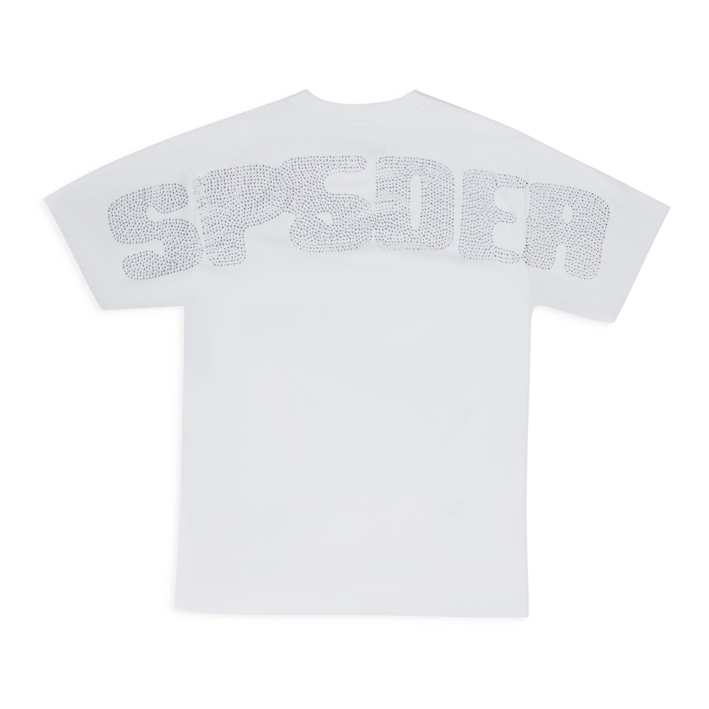 White Rhinestone Silk T-Shirt