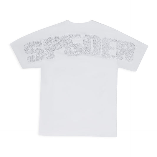 White Rhinestone Silk T-Shirt
