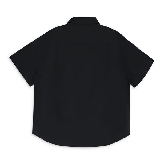 Black Linen Button-Up Shirt