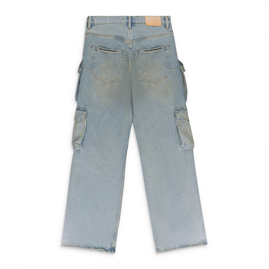 Light Indigo P018 Relaxed Double Cargo Jeans