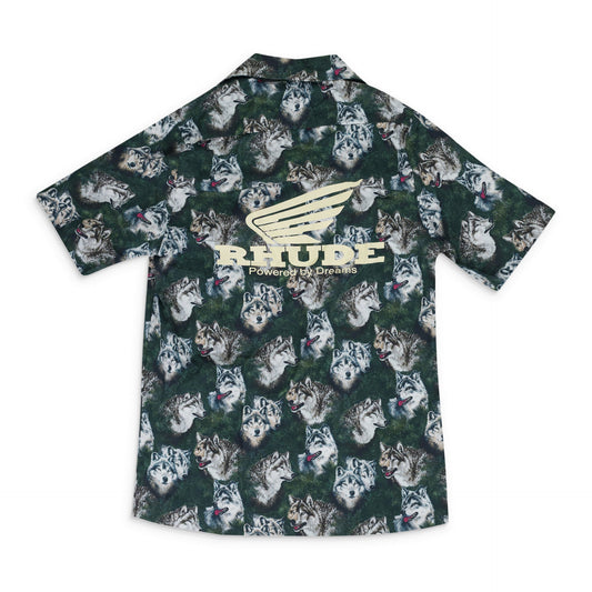 Multicolor Wolf In the Pines Button-Up