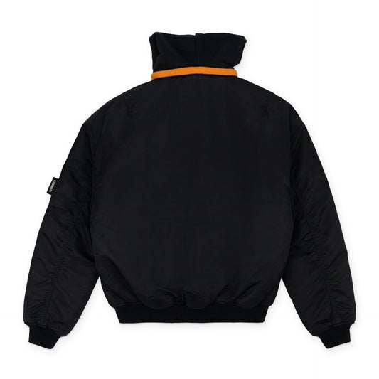 Black Split Hooded Bomber Jacket