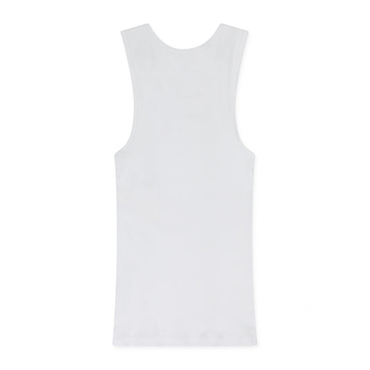White Embroidered Logo Tank Top