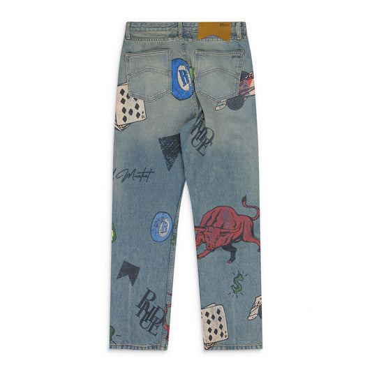 Indigo Painted Denim Pants