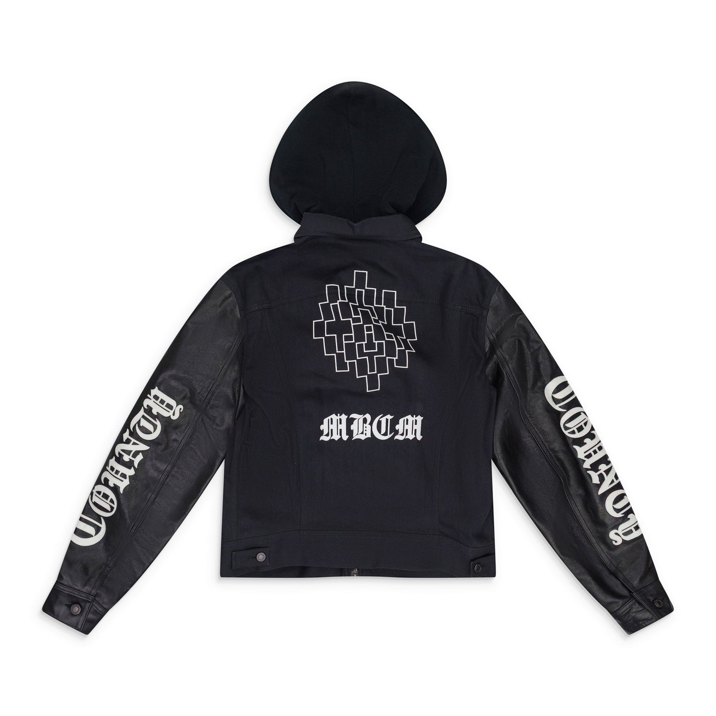 BLACK UNKNOWN CABAN WITH WHITE GRAPHIC DENIM JACKET