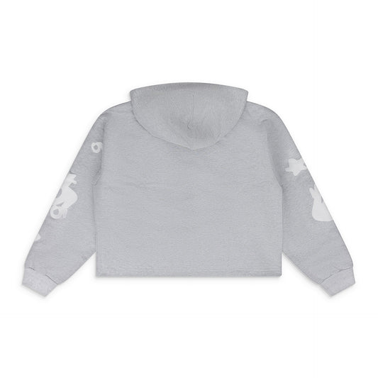Grey Womens Beluga Grey Crop Hoodie