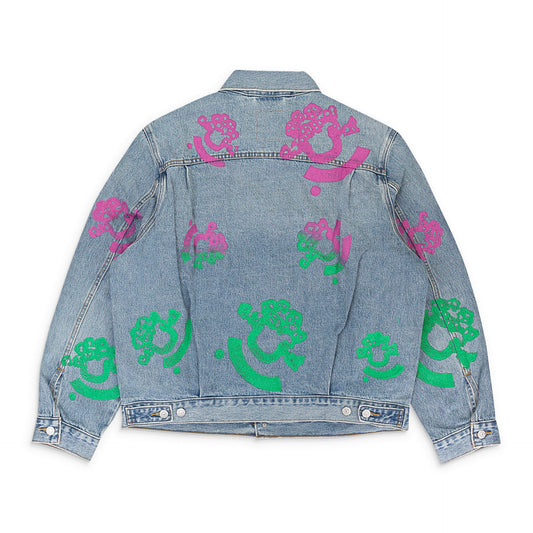 Light Wash Pink/Green Bstroy Tears Type-2 Denim Jacket