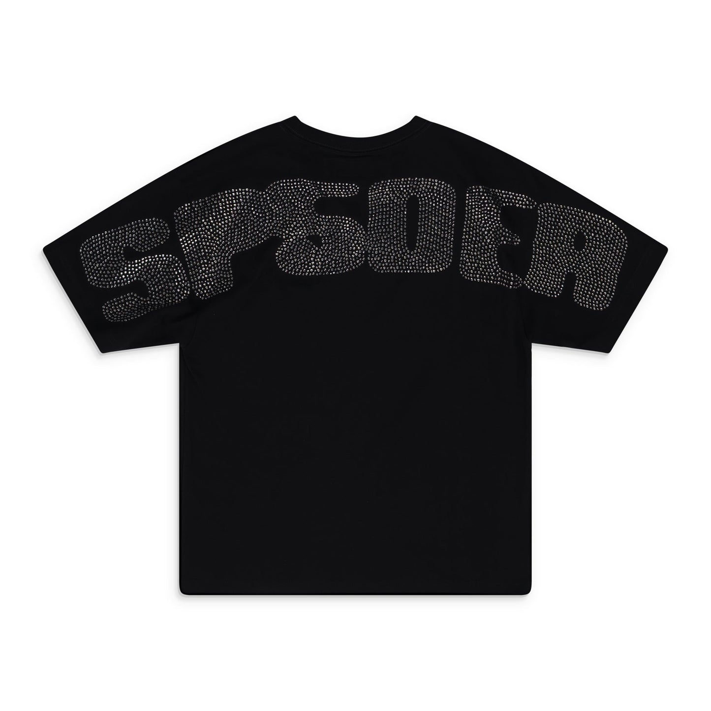 Black Rhinestone Silk T-Shirt