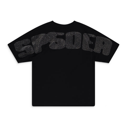 Black Rhinestone Silk T-Shirt