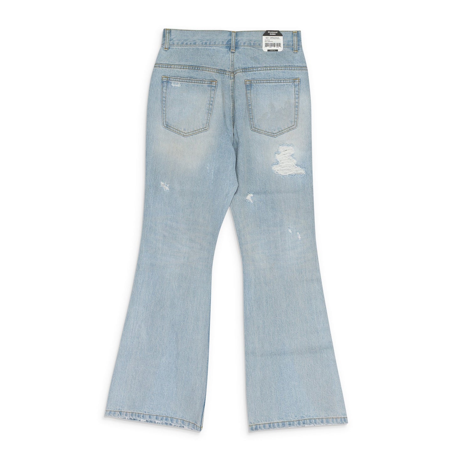 Blue Double Closure Flared Denim