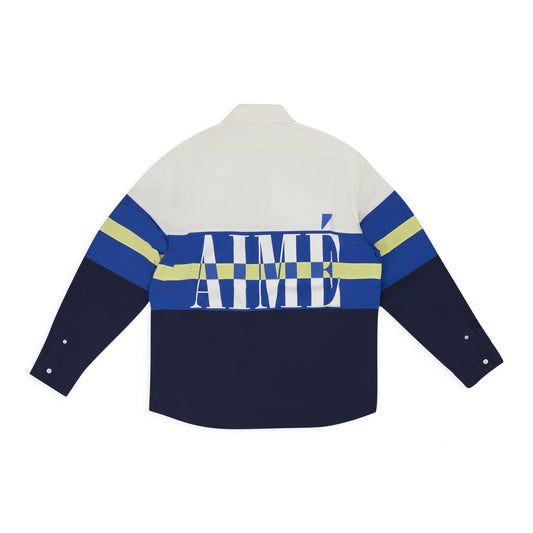 Blue Colorblock Logo Shirt