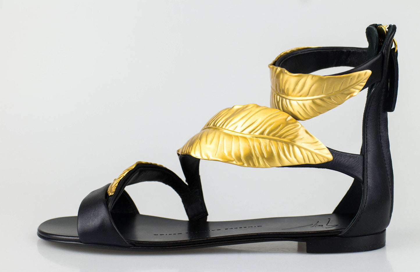ROLL JETI LEATHER BLACK SANDALS & FLIP-FLOPS