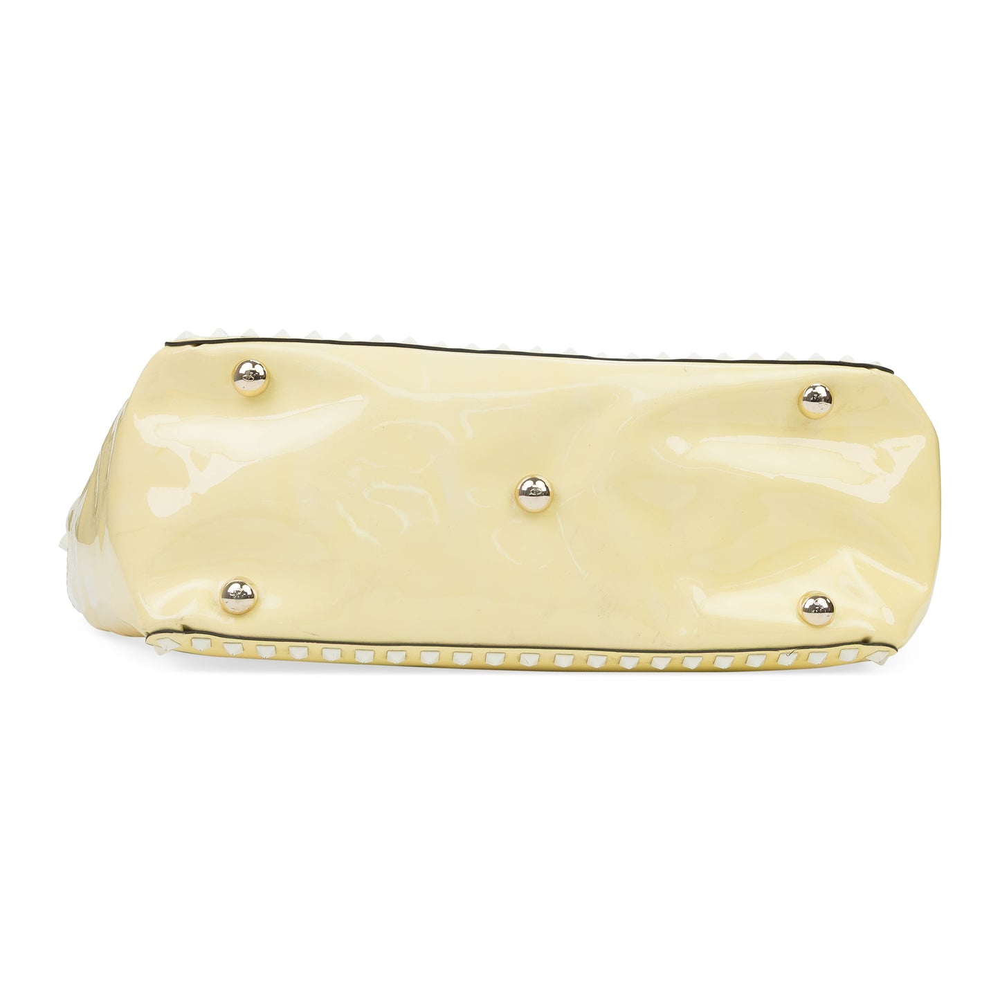YELLOW ROCKSTUD TRAPEZE MEDIUM TOTE BAG